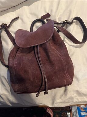 Coach Burgundy Pebbled Leather Drawstring Backpack